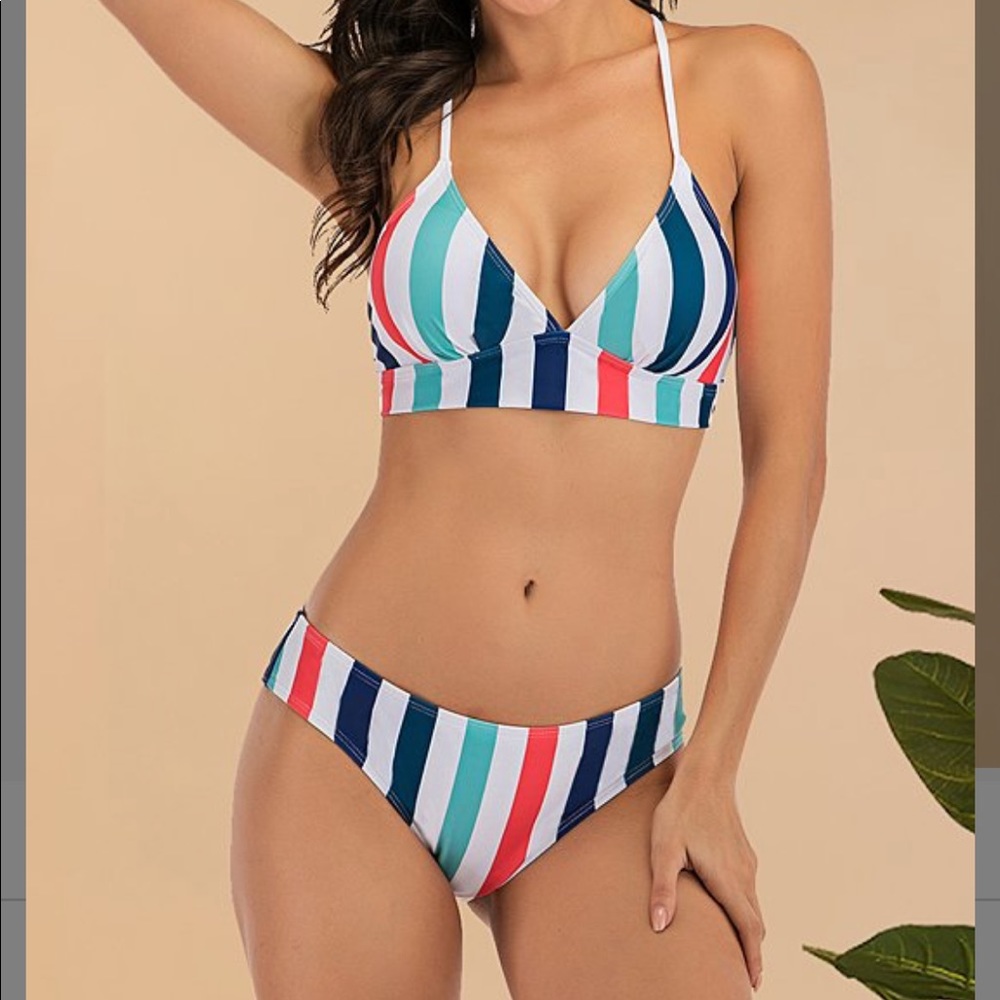 Striped colorful woman’s bikini size large